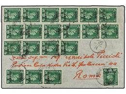 SOMALIA. Sa.10 (20). 1950 (31-I). MOGADICCIO A ROMA. 5 Cents. S. 1/2 D. Verde (2) Espectacular Franqueo. (Sa. 4.000€). - Other & Unclassified