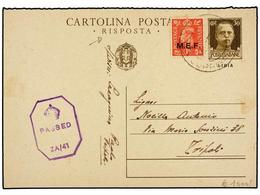 TRIPOLITANIA. 1943 (13-10). TRIPOLI. Entero Postal Italiano De 30 Cts. Habilitado LIBIA En Combinación Con Sello De 1 D. - Other & Unclassified