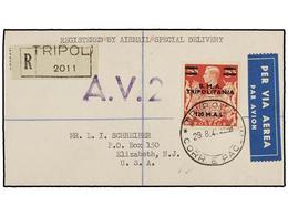 TRIPOLITANIA. Sa.12. 1949 (29-VIII). TRIPOLI A U.S.A. 120 Mal. S. 5 Sh. Carmín, Marca De Censura A.V. 2 Y Al Dorso Llega - Other & Unclassified