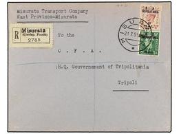 TRIPOLITANIA. Sa.21, 29. 1951 (21-VII). MISURATA A TRIPOLI. 3 Mal. Y 12 Mal. Mat. MISURATA/* Y Rara Etiqueta De Certific - Otros & Sin Clasificación