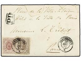 LUXEMBURGO. Sc.10, 19. 1866 (Dec. 25). Christmas Day Cover To PARIS Franked By Impeforate 1859-63 30 C. Rose Lilac And R - Sonstige & Ohne Zuordnung