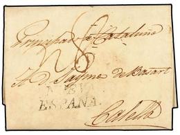 MEXICO. 1812. CAMPECHE A CALELLA (Barcelona). Marca NUEVA/ESPAÑA En Negro Y Porte De '6 Reales' Corregido A '8 Reales'.  - Sonstige & Ohne Zuordnung