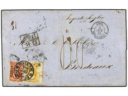 MEXICO. Sc.2, 4. 1858 (Sept. 2). Cover From MEXICO CITY To BORDEAUX Franked By 1856 1r. Yellow And 4r. Carmine Tied By B - Andere & Zonder Classificatie