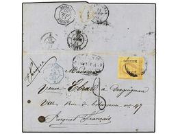 MEXICO. Sc.10. 1862. MÉXICO A FRANCIA. 4 Reales Rojo S. Amarillo. Circulada Por El Correo Francés, Fechador Octogonal En - Autres & Non Classés