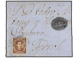 MARRUECOS. (1877 CA.). Gran Fragmento De Carta Circulada De RABAT A FERROL (Galicia) Con Sello De 25 Cts. Castaño (10 Ct - Other & Unclassified