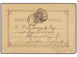 MARRUECOS. 1890. TANGER A LONDRES. Entero Postal Español De 10 Cts. Castaño Circulado Vía Gibraltar, Mat. Duplex GIBRALT - Other & Unclassified