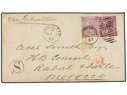 MARRUECOS. 1867. SOUTHAMPTON (Gran Bretaña) To H.B. CONSUL In RABAT (Morocco). Envelope Franked With To British 6 D. Lil - Sonstige & Ohne Zuordnung