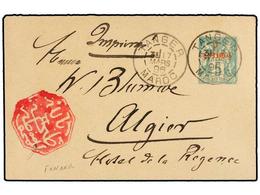 MARRUECOS. 1896. TANGER A ALGER. Entero Postal De 5 Cents. Del Correo Francés Con Mat. TANGER/MAROC, Al Lado Marca Octog - Autres & Non Classés