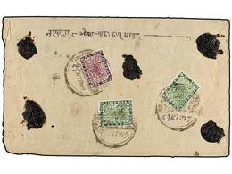 NEPAL. Mi.39 (2), 41. 1936. CHAIPUR To KATHMANDU. Envelope Franked With Two 4 Pi. Green And 16 Pi. Purple Stamps. Regist - Autres & Non Classés