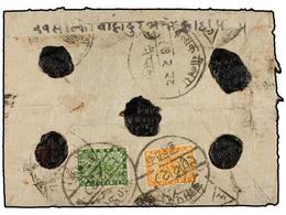 NEPAL. Mi.47, 50. 1940. BHAKTAPUR To KATHMANDU. Envelope Franked With 4 Pi. Green, 24 Pi. Yellow. Registered Rate. - Autres & Non Classés