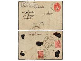 NEPAL. Mi.54 (2). 1943. KATHMANDU To TAULIHAWA. 8 Pi. Postal Stationary Envelope Uprated With 8 Pi. Red (2), Registered  - Otros & Sin Clasificación