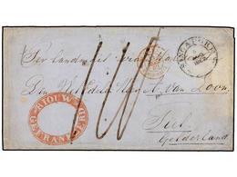 INDIA HOLANDESA. 1862. RIOUW To TIEL (Netherland). Folded Letter With Outstanding Red RIOUW/GEFRANKEERD Oval Mark, Sent  - Andere & Zonder Classificatie