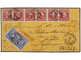 INDIA HOLANDESA. 1872 (June 21). Registered Cover Addressed To MOENS In BRUSSELS (Belgium) Franked By 1870-88 20 C. Ultr - Andere & Zonder Classificatie