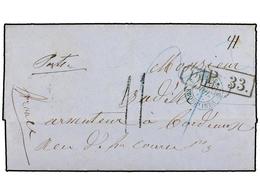 NORUEGA. 1865 (July 2). NYBORG To FRANCE. Entire Letter Sent Via Sweden And Prusse With P33 Mark. Rare On Letter From No - Andere & Zonder Classificatie