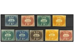 (*) PERU. Yv.1a, B, D, E, 2a, C, D, E, F. NO EMITIDOS. Juego Completo Con El Papel Normal, 1 Real En Cuatro Colores Y 2  - Other & Unclassified