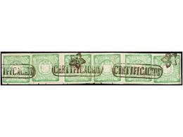PERU. Sc.14 (6). 1868. 1 Dinero Verde, Seis Sellos Sobre Pequeño Fragmento, Mat. CERTIFICACION. ESPECTACULAR Y De GRAN B - Autres & Non Classés