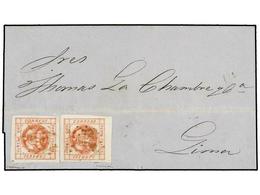 PERU. Sc.8. 1859 (Feb. 5). Outer Letter Sheet From AREQUIPA To LIMA Franked By Two Examples Of October 1858 1p. Red, Lar - Andere & Zonder Classificatie