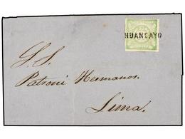 PERU. Sc.14. 1870. HUANCAYO A LIMA. 1 Dinero Verde, Mat. Lineal HUANCAYO. MAGNÍFICA. - Other & Unclassified