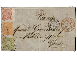 PERU. 1870 (7 Junio). TACNA A FRANCIA. Carta Completa Con Texto Franqueada Con Sello De Perú De 1 Dinero Verde Matasella - Autres & Non Classés