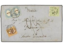 PERU. 1872. LIMA A GENOVA. 1 Dinero Verde, Tasada A La Llegada Con Sellos Italianos De 30 Cts. Y 1 Lira (2). - Other & Unclassified
