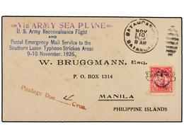 FILIPINAS. 1926 (10 Noviembre). AIR MAIL. BATANGAS A MANILA. 4 Cts. Rojo, Vuelo Especial, Marca U.S. ARMY RECONNAISANCE  - Otros & Sin Clasificación