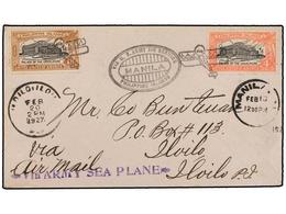 FILIPINAS. 1927 (18 Febrero). AIR MAIL. MANILA A ILO ILO. 4 Ctvos. Y 18 Ctvos. Vuelo Especial, Marca Ovalada Via U.S. AR - Otros & Sin Clasificación