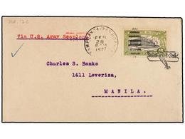 FILIPINAS. 1927 (28 Febrero). AIR MAIL. ZAMBOANGA A MANILA. 16 Ctvos., Vuelo Especial, Al Dorso Marca Ovalada VIA U.S. A - Other & Unclassified