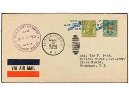 FILIPINAS. 1931 (12 Mayo). AIR MAIL. ILO ILO A ZAMBOANGA. 2 Ctvos. Y 16 Ctvos. Vuelo Especial, Marca VIA U.S. ARMY AIR S - Autres & Non Classés