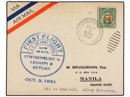 FILIPINAS. 1931 (3 Octubre). AIR MAIL. STOTSENBURG A MANILA Vía LEGASPI. 2 Ctvos. Vuelo Especial, Marca U.S. AIR ARMY SE - Other & Unclassified