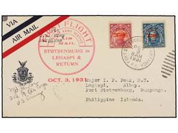 FILIPINAS. 1931 (8 Octubre). AIR MAIL. STOTSENBURG A LEGASPI. 6 Cts. Y 10 Cts. Vuelo Especial, Marca U.S. AIR ARMY SERVI - Otros & Sin Clasificación