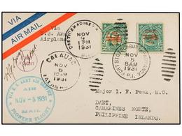 FILIPINAS. 1931 (5 Noviembre). AIR MAIL. STOTSENBURG A DAET Vía CALAUAC. 2 Cts., 26 Cts. Vuelo Especial, Marca VIA U.S.  - Autres & Non Classés