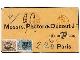 SALVADOR. 1878. Printed Cover Front Sent From SAN SALVADOR To PARIS With 1874 2r Green And 4r Bistre With Circular Type  - Autres & Non Classés