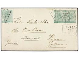 SUECIA. Fa.1b (3). 1856. 3 Sk. Bluish Green, Three Singles All Tied By UPSALA/25.8.1856 Boxed Cds On Small Neat Envelope - Other & Unclassified