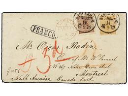 SUECIA. 1870. STOCKHOLM To MONTREAL (Canadá). 24 Ore Orange And 30 Ore Brown Via GB, Arrival MONTREAL Cds On Back And Ta - Other & Unclassified