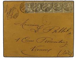 SUIZA. 1878 (July 9). Cover To Vienna Franked By Late Usage Of 1862-64 5c. Brown In A Fine Horizontal Strip Of Five Tied - Autres & Non Classés