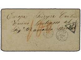 URUGUAY. 1868 (Jan 15). Stampless Cover With MONTEVIDEO Despatch Cds, Used To GIUBIASCO (Switzerland) With Fine Strike O - Sonstige & Ohne Zuordnung