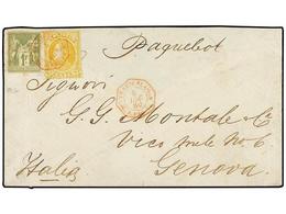 VENEZUELA. 1880 (5 Dec.). VENEZUELA A GENOVA (Italia). Circulada Con Sello De Venezuela De 25 Cent. Amarillo Y Sello Fra - Other & Unclassified