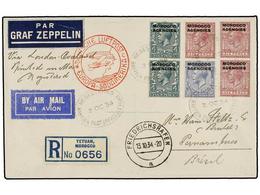 ZEPPELIN. 1934. MOROCCO. TETUAN A BRASIL. Circulada Con Sellos Del Correo Británico Habilitados MOROCCO AGENCIES Por GRA - Other & Unclassified