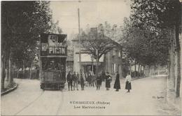 VENISSIEUX - TRAMWAY "LES MARRONNIERS " TRES BELLE CARTE  DES ANNEES 1915 - Vénissieux