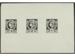 (*) HAITI. Sc.3+2+1. 1881. ENSAYOS DE COLOR. 3 Cts. Negro + 2 Cts. Negro + 1 Cto. Negro. RAROS. Ex. TOWS. Cert. B. MOORH - Autres & Non Classés