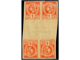 * HAITI. Sc.1c (2). 1881. 1 Cto. Rojo. Dos Parejas Con Interpanel TETE-BECHE. Posiciones 47-48/43-44. Excepcional Solo T - Other & Unclassified