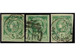 ° HAITI. Sc.4 (3). 1881. 5 Cents. Verde. 3 Sellos, Mat. Octogonal LE CAP HAITIEN/PAQ. FR. F. B 16 (Plymouth A Bristol TP - Other & Unclassified