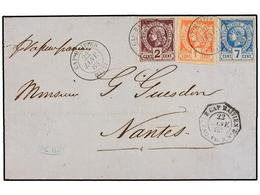 HAITI. Sc.1, 2, 5. 1883. CAP HAITIEN A FRANCIA. 1 Cent. Rojo, 2 Cts. Violeta Y 7 Cents. Azul, Mat. CAP. HAITIEN/HAITI Y  - Other & Unclassified