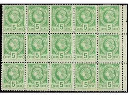 **/* HAITI. Sc.10 (15). 1883. 5 Cents. Verde, Pl. II, 2ª Tirada. Bloque De Quince. Algún Leve Pliegue. MAGNÍFICO Y MUY R - Other & Unclassified