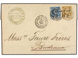 HAITI. Sc.9, 11. 1886. JEREMIE A BORDEAUX (Francia). 3 Cents. Bistre Y 7 Cts. Azul, Mat. Manuscrito 'JEREMIE/3/8/86' Y M - Otros & Sin Clasificación
