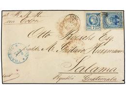 HAITI. Sc.11, 23. 1889. JACMEL A SALAMA (Guatemala). 7 Cent. Azul Y 3 Cts. Azul De La Emisión De Salomón, Mat. JACMEL/HA - Other & Unclassified