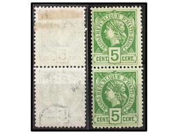 * HAITI. Sc.20 (2). 1886. 5 Cts. Verde. Pareja Vertical, Un Sello PAPEL CON FILIGRANA. - Other & Unclassified