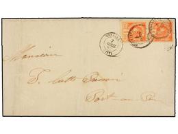 HAITI. Sc.18 (2). 1887. GONAIVES A PORT AU PRINCE. 1 Cto. Bermellón (2), Mat. GONAIVES/HAITI. Raro Franqueo En Carta Loc - Autres & Non Classés