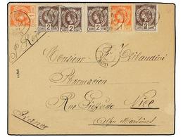 HAITI. Sc.18 (2), 19 (4). 1891. JACMEL A FRANCIA. 1 Cto. Bermellón (2) Y 2 Cts. Violeta (4), Mat. JACMEL/HAITI. Excepcio - Autres & Non Classés