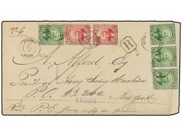 HAITI. Sc.21 (2), 24 (2). 1888. JEREMIE A NEW YORK. Carta Certificada Circulada Con Dos Sellos De 1 Cto. Rojo Y Cuatro S - Autres & Non Classés